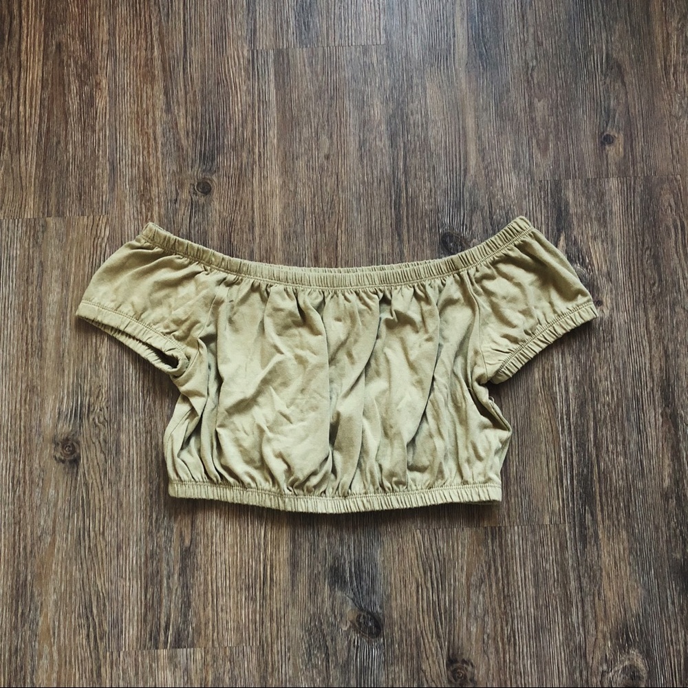 off the shoulder olive crop top